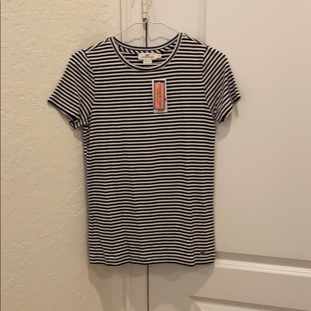NWT Navy and White Striped Crew Neck tee